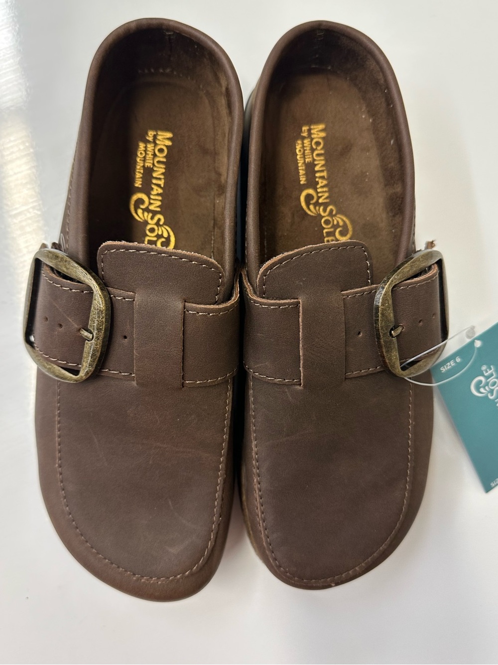 Mountain Sole by White Mountain Women's Comfort Buckle Clog, Brown, Size 6 NEW